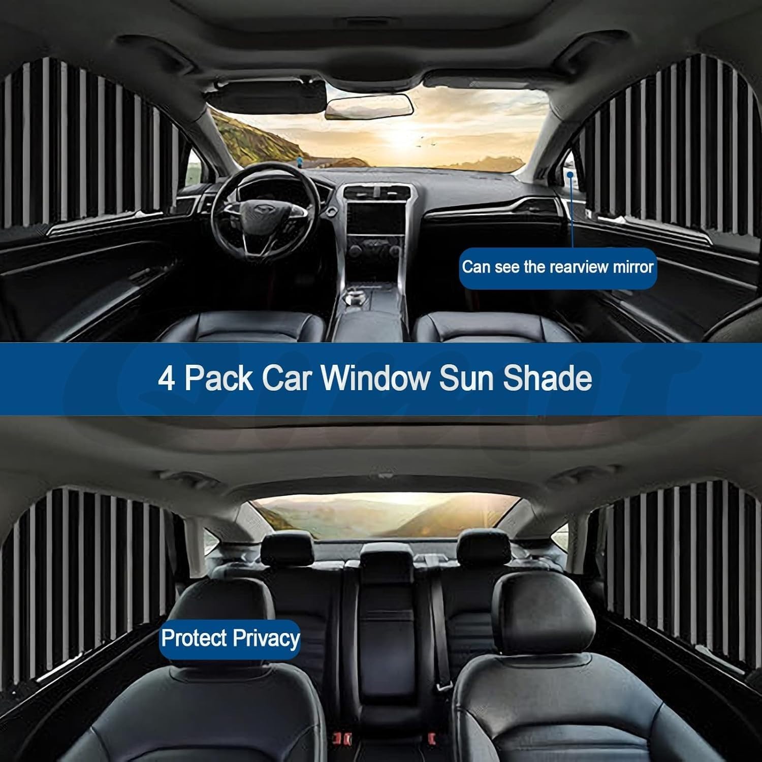 Car Window Shades - 4 Pcs Car Privacy Curtains - 100% Block Light Car Window Covers - Magnetic Side Window Sun Shade