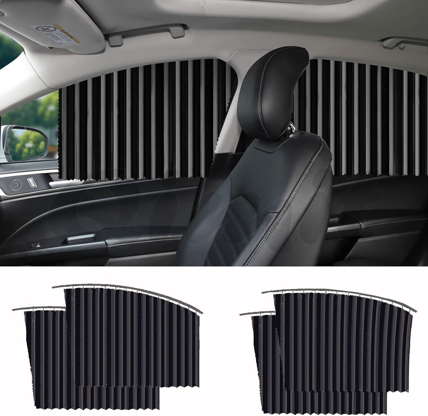 Car Window Shades - 4 Pcs Car Privacy Curtains - 100% Block Light Car Window Covers - Magnetic Side Window Sun Shade