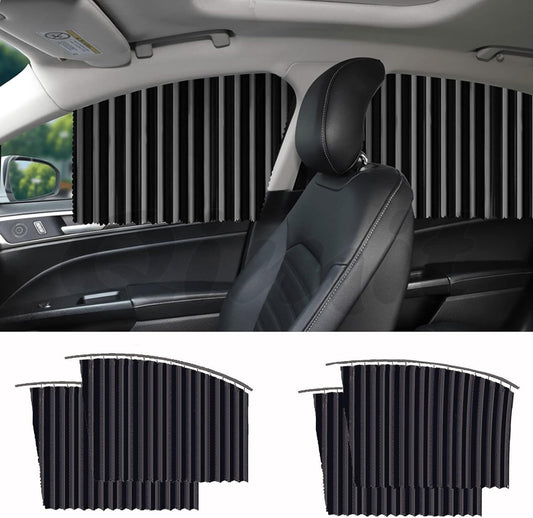 Car Window Shades - 4 Pcs Car Privacy Curtains - 100% Block Light Car Window Covers - Magnetic Side Window Sun Shade